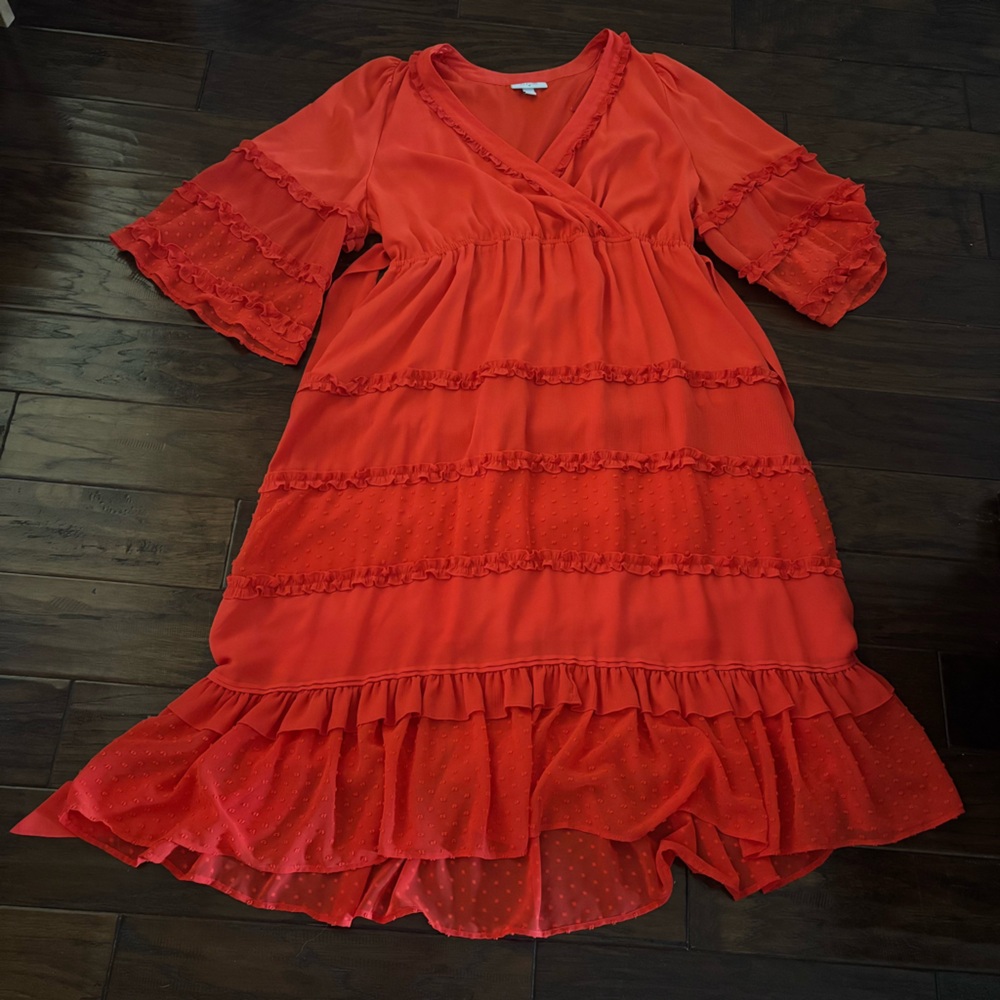 Orange/red Alexie Target dress | Size 1X | Flowy, Ruffles, mid length